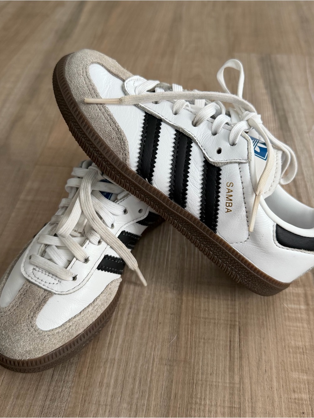 adidas Kids Samba Sneakers in White, Black and Brown